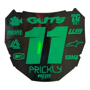 ODI Style Front Number Plate Decal — 11 Logo — Metalic Green