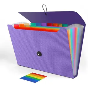 Accordion File Organizer Expanding 13 Pockets File Folder for Sorting Documents Storage for Home Travel Office Use Purple