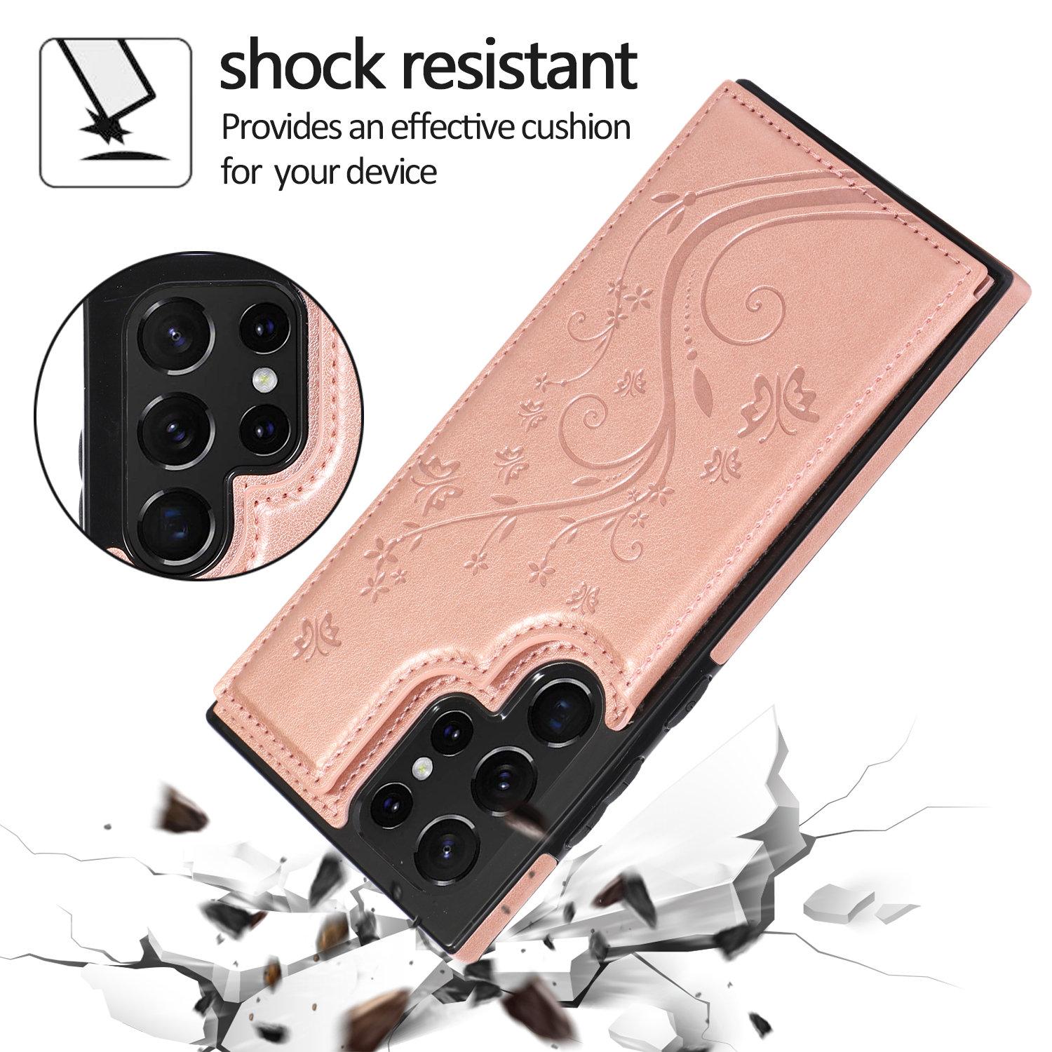 Wallet Flip Case for Samsung Galaxy S26 Ultra S25 S24 S23 S22 with Card Holder, Flower PU Leather Kickstand Protective Cover Case for Women