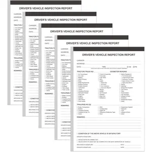 (5-Pack) Detailed Driver's Vehicle Inspection Report Book Format, 2-Ply Carbonless, 31 Sets of Forms per DVIR Log Book for Truck Drivers, 5.8" x 8.3"