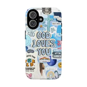 Christian Tough Phone Case with Bible Quotes, God Loves You Religious Phone Cover for Believers Phone Cover, Gift for him for her, Protective Cover