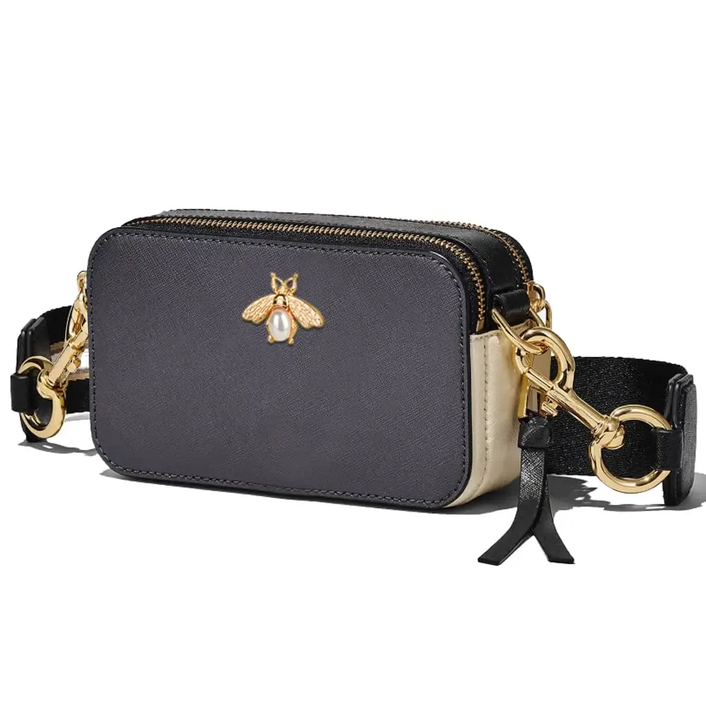 Bee Purse Camera Crossbody Bags For Women Trendy Small Snapshot Bag Wide Strap Leather Shoulder Clutch Handbags