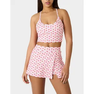 Betsey Johnson CHERRY GINGHAM RACERBACK TOP PINK MULTI