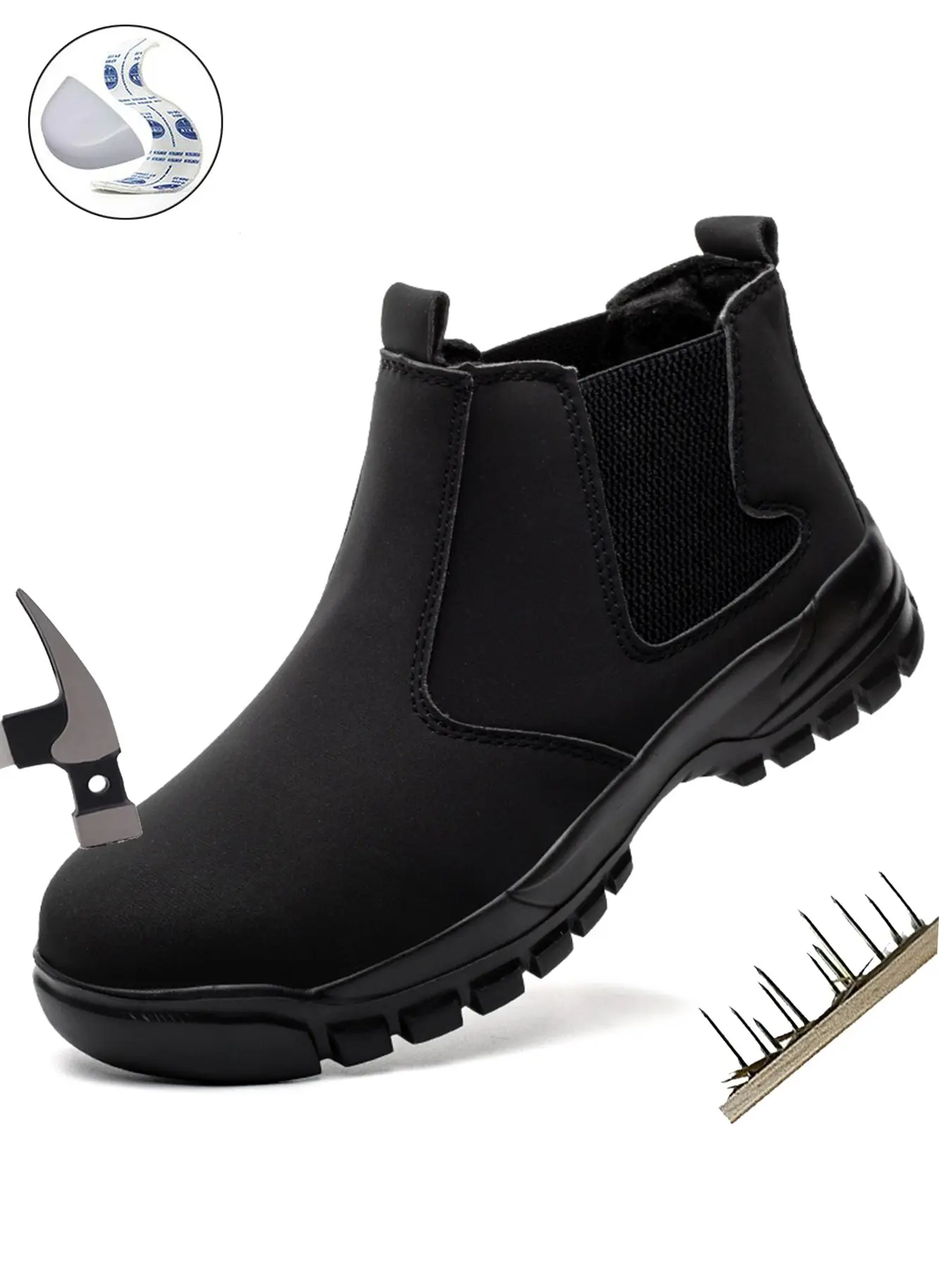 Steel Toe Shoes Lightweight Black Leather Water Resistant, Durable Steel Toe Safety Anti-smash Toe and Puncture Proof, Industrial Construction Boots for Men, All Day Comfort, Work Safety Boots, Steel Toe Workshoes, Working Shoes, Steel Toe Footwear