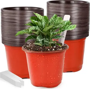 Pot/Pots 100 count 4" Plastic Small  Pots Flower Pots Seed Starting Pots for  Indoor Outdoor Seedling pots (with 100  Labels)