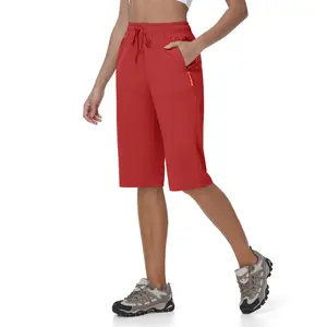 YSENTO Women's 15" Cargo Hiking Camping Shorts Water Repellent 4-Way Stretch QuickDry Pants With Zipper Pockets Outdoor Shorts