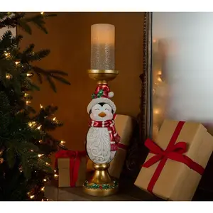 Kringle Express Holiday Pillar Candle Holder with Candle Kringle Express Holiday Pillar Candle Holder with Candle