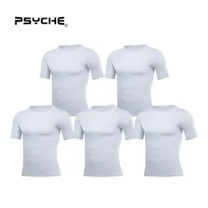 PSYCHE 5 Pack Men’s Compression Shirt Cool Dry Short Sleeve Baselayer Athletic Workout T Shirts,Sweat-Wicking Ultra-Breathable Muscle Support