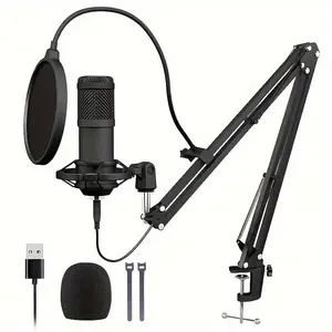USB Microphone, 192KHZ/24Bit Plug-in PC Podcast Capacitor Heart-shaped Metal Microphone Kit with Professional Sound Chip for Recording, Gaming, Singing,