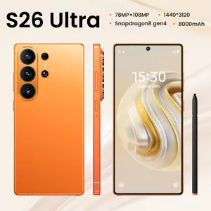 2026 S26 Ultra Unlocked 5G Android 15 Smartphone,12GB+512GB,6.99" HD Display,78MP+108MP Cam,8000mAh, Dual Card, Built-in Pen, Face Unlock, Case & Protector
