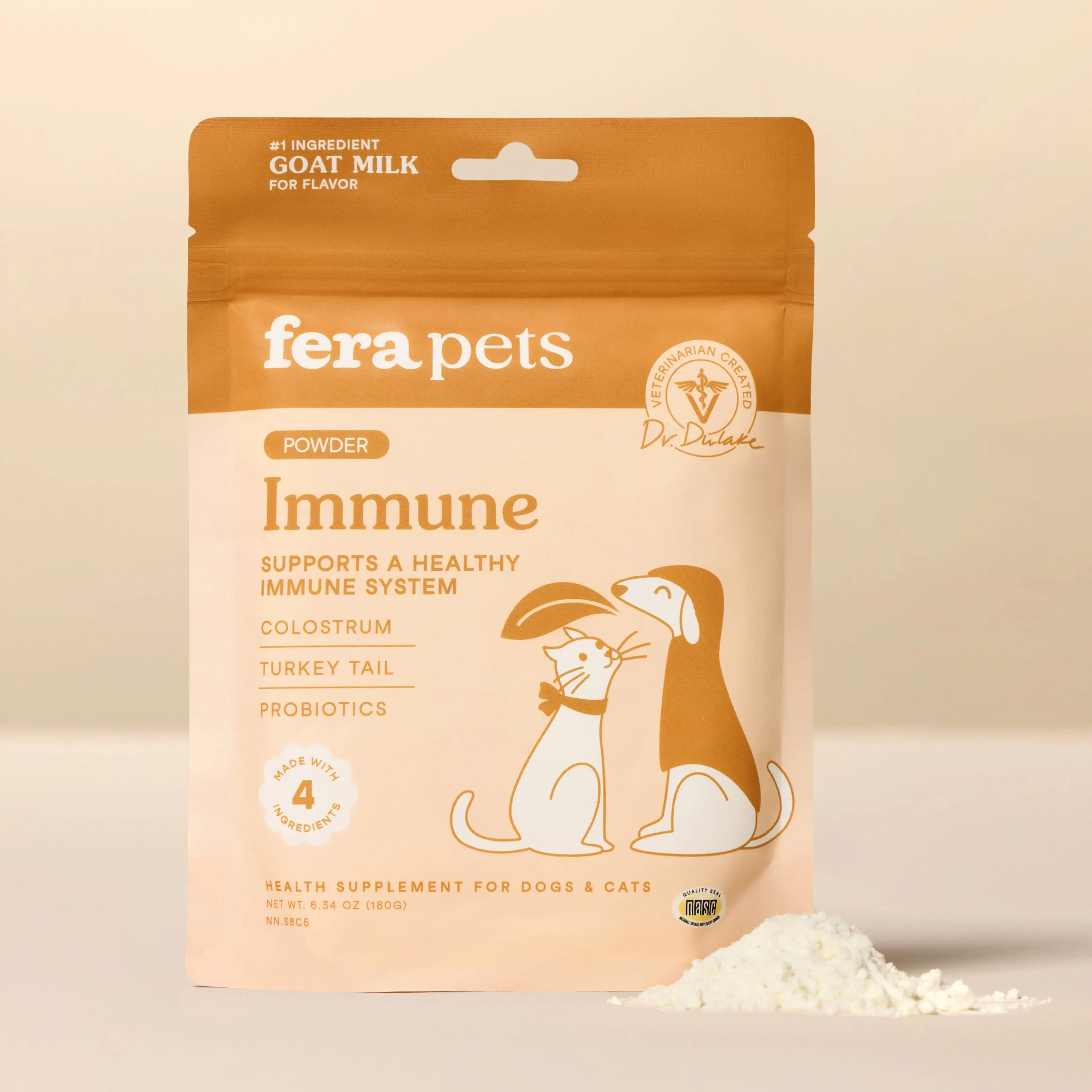 Fera Pets Immune Goat Milk Topper for Dogs & Cats – Vet‑Formulated Supplement with Colostrum, Turkey Tail & Probiotics