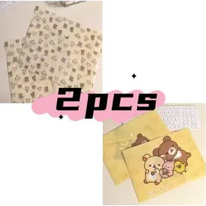 Rilakkuma Family A4 Document Bag Button Fastening Waterproof Student Cute File Folder Storage Pouch For Test Papers