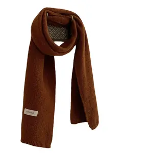 New Solid Color Flat Scarf Winter Women's Knitted Wool Soft Waxy Warm Scarf Couple Versatile Fashion Anti-Pilling Treatment