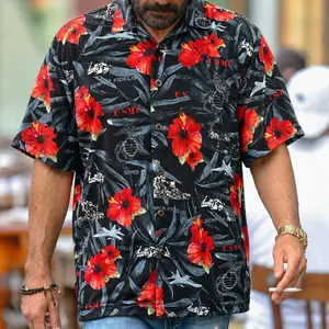 Tropical Hawaiian Freedom Liberty Hawaii Shirt Retro Veteran Army Air Force Marines Shirt Patriot USA Flag Button Down Shirt Independence Day Q9I