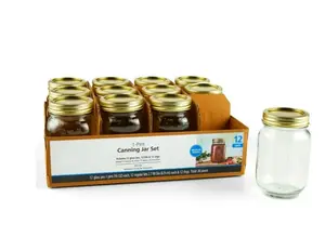 16 oz Airtight Glass Canning Jars (12 Count)