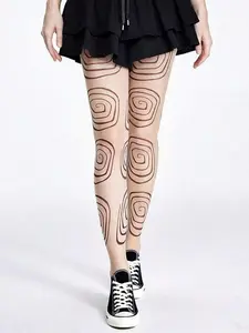 Women's 20D Creative Circle Print Socks, Sexy Anti-Pilling Silk Stockings, Plus Size Seamless Fitted Pantyhose, Tights, Comfortable, Stylish & Durable, Fashion, Womenswear