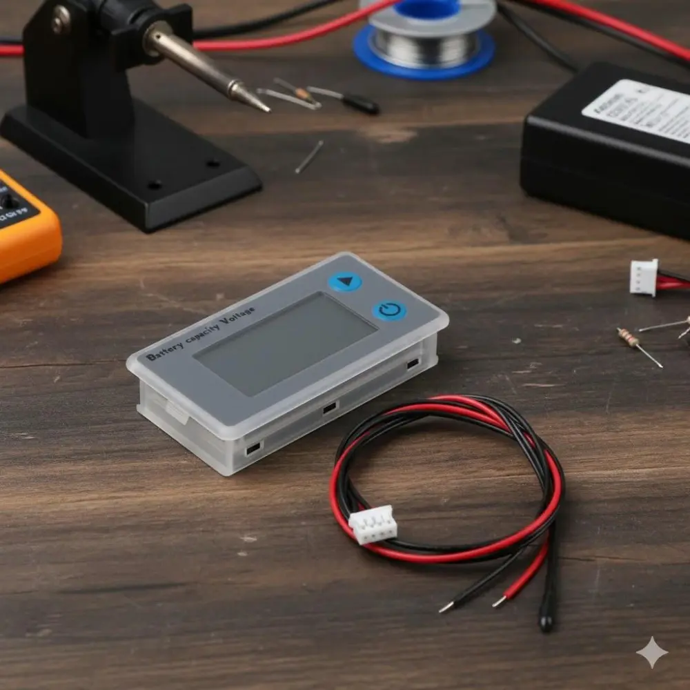 Programmable Battery Capacity Monitor 10-100V Voltage Temperature Meter LCD Percentage Display for 12V 24V 36V 48V Li-ion Batteries Health Indicator Real-time Charge Level Meter Accurate for Various Battery Types