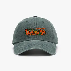 Dragon Ball DBZ Unisex Street Baseball Cap 80s 90s Pattern Anime Hat Men Gift Snapback Fitted Vintage Denim Fabric Iconic Logo Heat Transfer Print Green Dragon Ball Detail