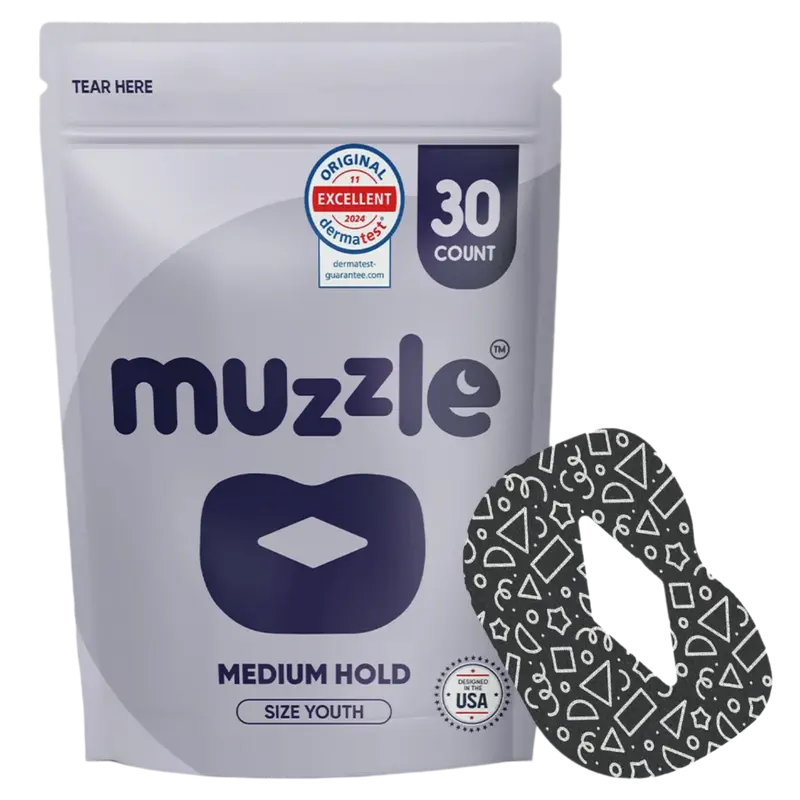 Muzzle Ultra Breathable Sleep Tape for Youth – Medium Hold (30 Count)