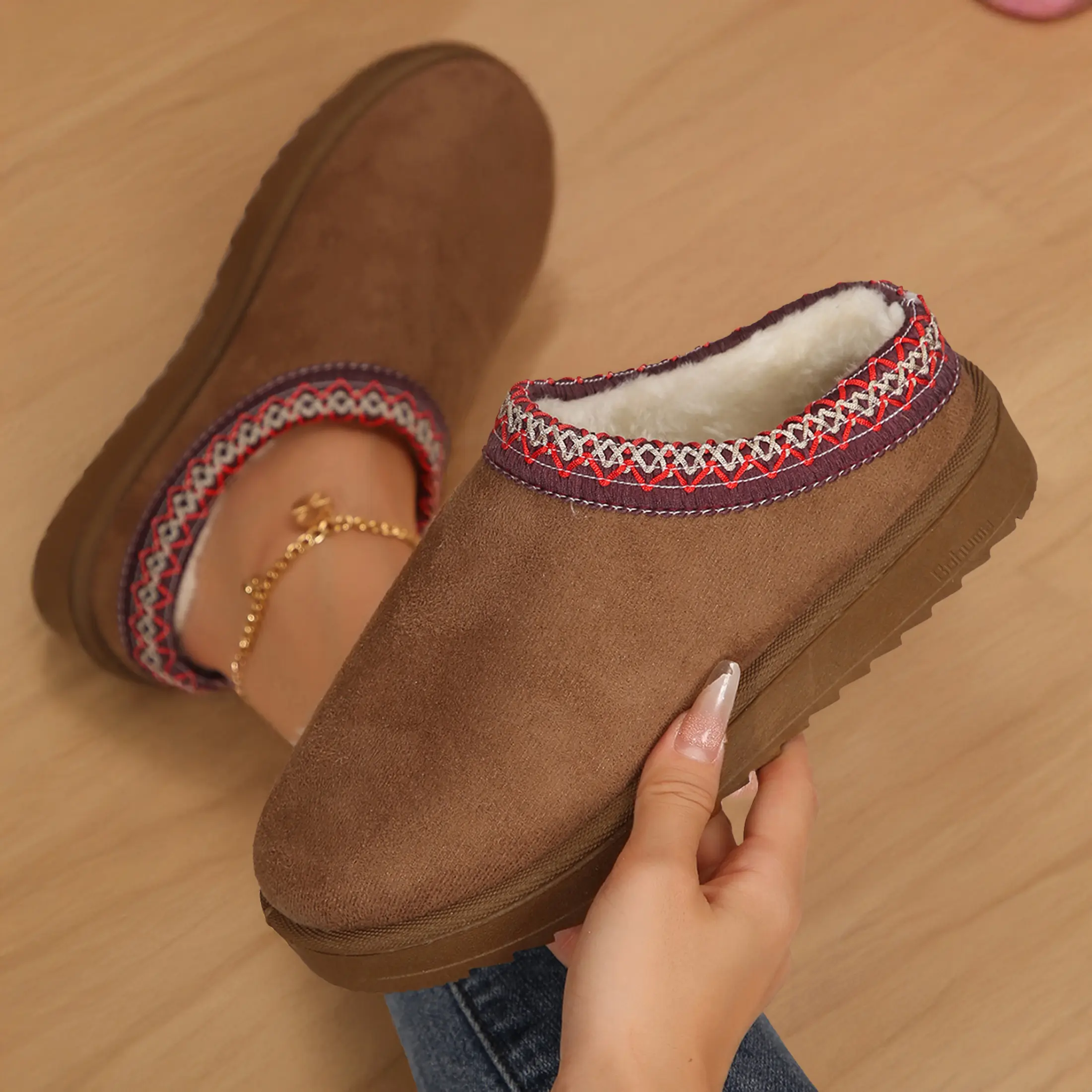 Women's Platform Mini Boots For Outdoor Non Slip Comfort-Platform Snow Boots And Winter Slippers With Thickened Flat Soles