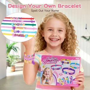Bracelet Making Kit with Letters 12 Sets, Friendship Bracelet Kit with Letter Beads & Charms, DIY Arts and Crafts for Kids Ages 5 6 7 8-12 Year Old Girl Jewelry Making Toys Birthday Gifts