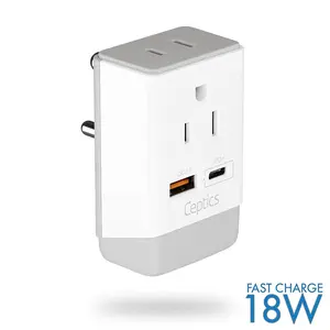 India Travel Adapter | Type D - USB-A & USB-C Ports + 2 USA Outlet (AP-10)