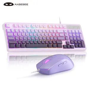 Magegee Gradient Creamy Gaming Keyboard & Mouse Combo, Gk980 Wired RGB Backlit, Adjustable Sensitivity, PC/laptop/MAC Compatible