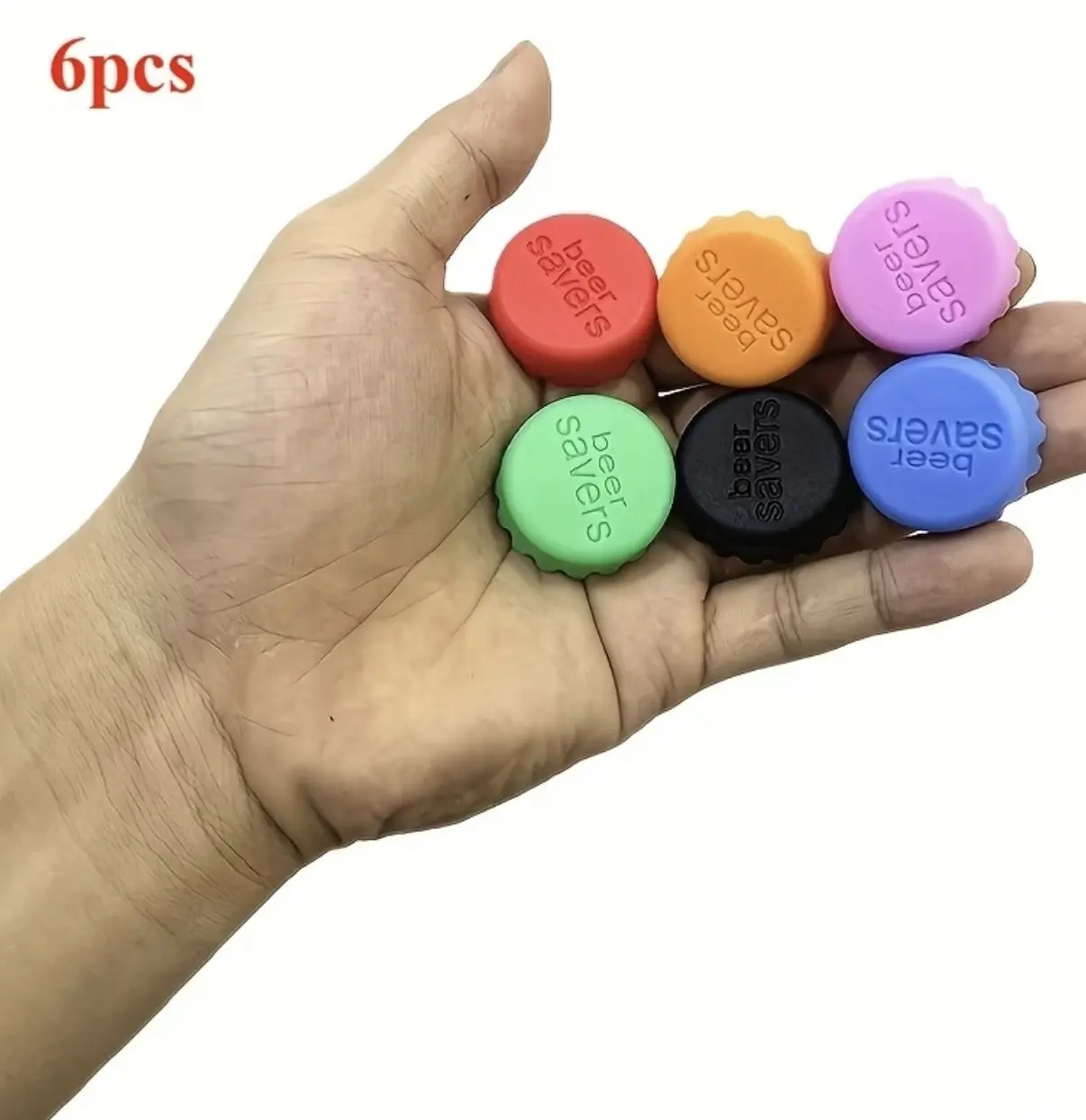6PCS Colorful Reusable Silicone Bottle Caps - Leakproof Kitchen Food & Beverage Sealer Set for Storage Bottles & Jars