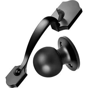 Front Door Handleset Entry Door Handle Set with Cove Knob for Right and Left Handed Doors, Interior and Exterior Entrance Passage Lock Matte Black