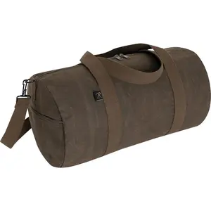 Brown - Waxed Canvas Shoulder Duffle Bag - 19 Inch