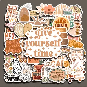 50PCS Boho Mental Health Aesthetic Stickers Pack, Positive Mindset Quote Art Vinyl Stickers for Laptop Water Bottle Phone Case Skateboard Journal Scrapbook DIY Decoration