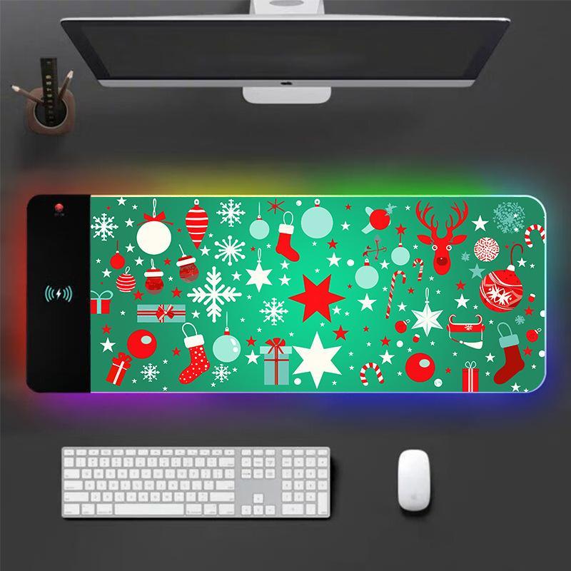 XXL Gaming Mouse Pad with Magnetic Wireless Charging, RGB Black Mousepad Desk Mat with 15W Fast Charger, Waterproof Laptop Writing for Office, Home, Gaming Desktop Accessory  shopblackfriday Christmas 【blackfriday】