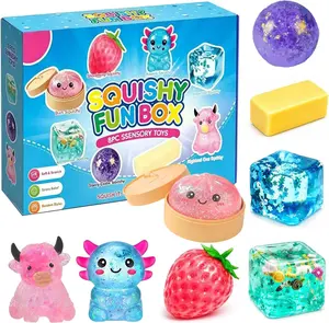 Squishy Blind Box 8-Piece Set,Malt Sugar Slow-Return Mystery Squishy Box,Funny Food Animals Sensory Toy for Stress Relief Party Favors Gift