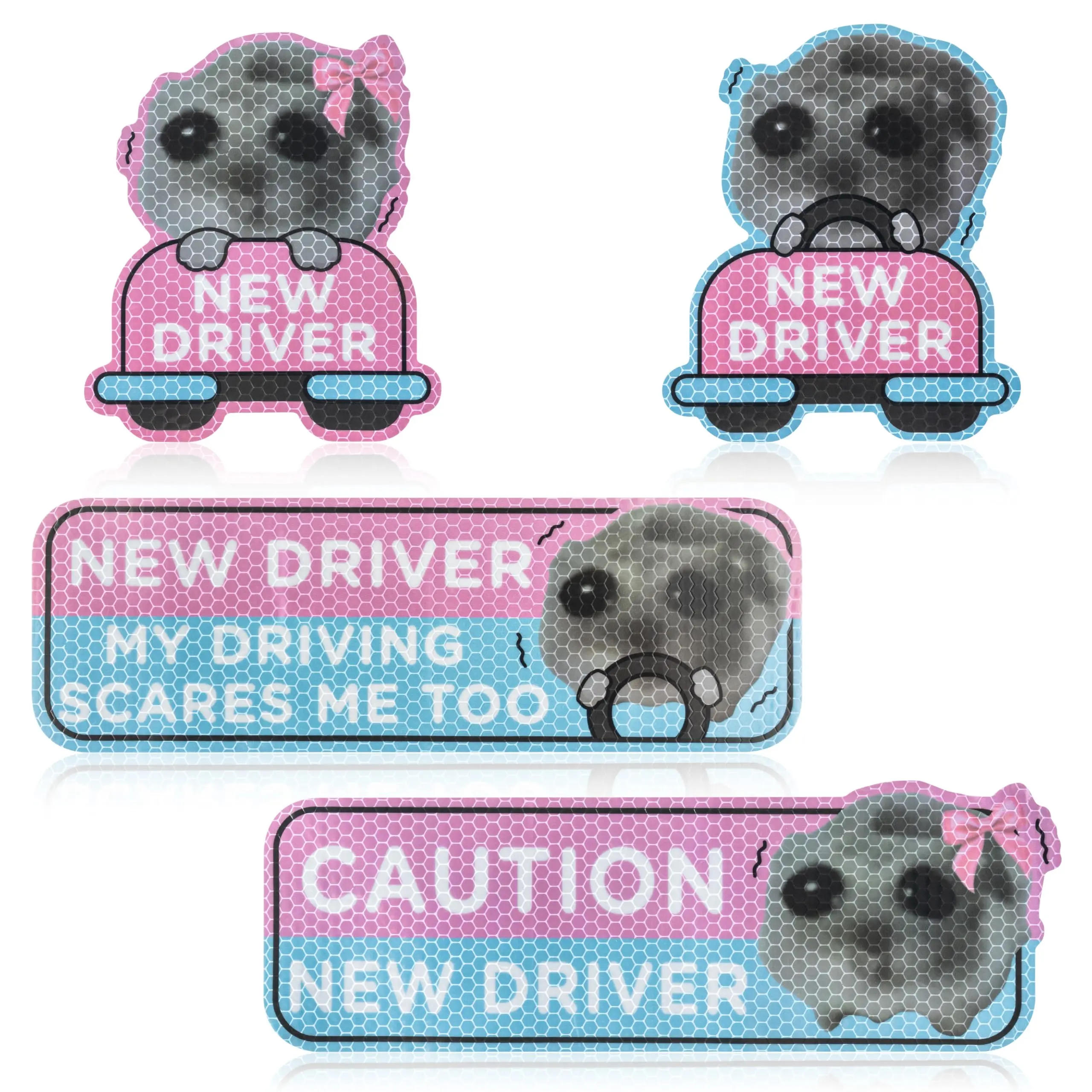 New Driver Car Magnets - 4pcs Shivering Hamster Reflective New Driver Car Magnet Cute Cartoon Nervous Hamster Student Drivers Safety Sign Reusable Car Bumper Stickers Christmas New Year Gifts