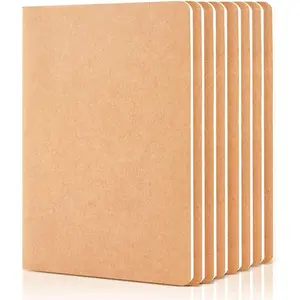 8 Pack Unlined Kraft Paper Notebooks, Blank Journal Note Pad for Drawing Writing, Small Sketchbook Travel Journal Bulk for Women Kids Students Office School Supplies, A5, 60 Pages, 8.3” X 5.5”