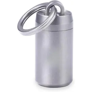 Pill Box Keychain Titanium Waterproof Mini Pill Box Portable Small Pill Box Suitable for Outdoor Travel Camping