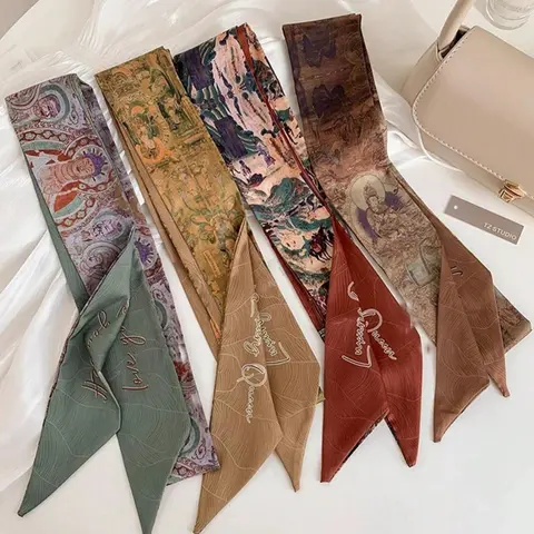Women's New Chinese Style Vintage Print Scarf Headband Set, Casual Elegant Daily Wear, Dating Travel Multi-Functional Gift Hair Band, Casual Soft Scarf, Versatile Headscarf, Vintage Print Headscarves, Fashion Hair Scarves