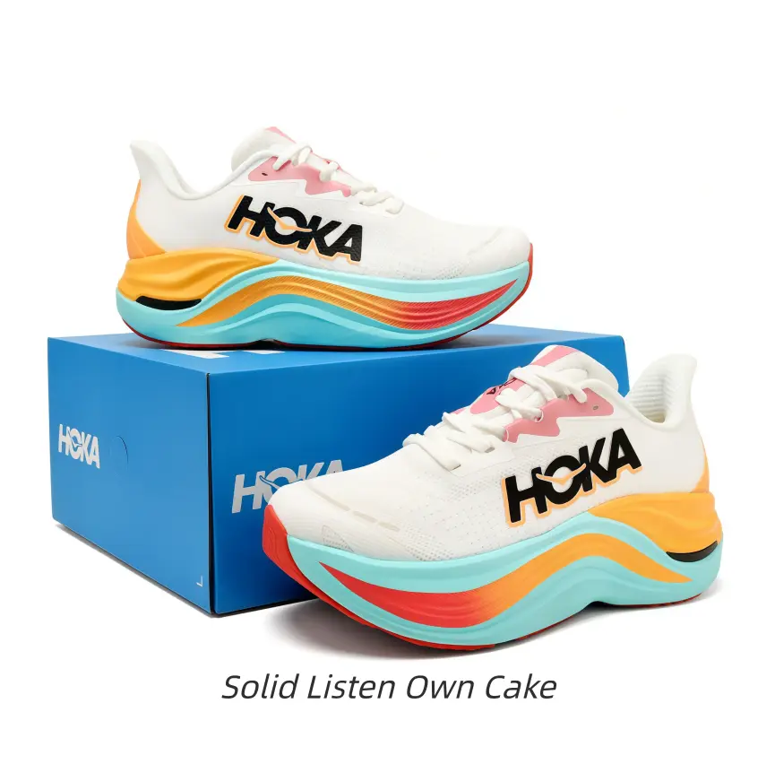 Soft Cream Gradient Athletic Sneakers, warm cool color mix creates lively casual summer sport street styling