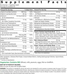 Rainbow Light Mens Multivitamin One + | 60 Caplets | Supports Energy & Antioxidant Health | with Real Food Nutrients, Digestive Enzymes & Probiotics