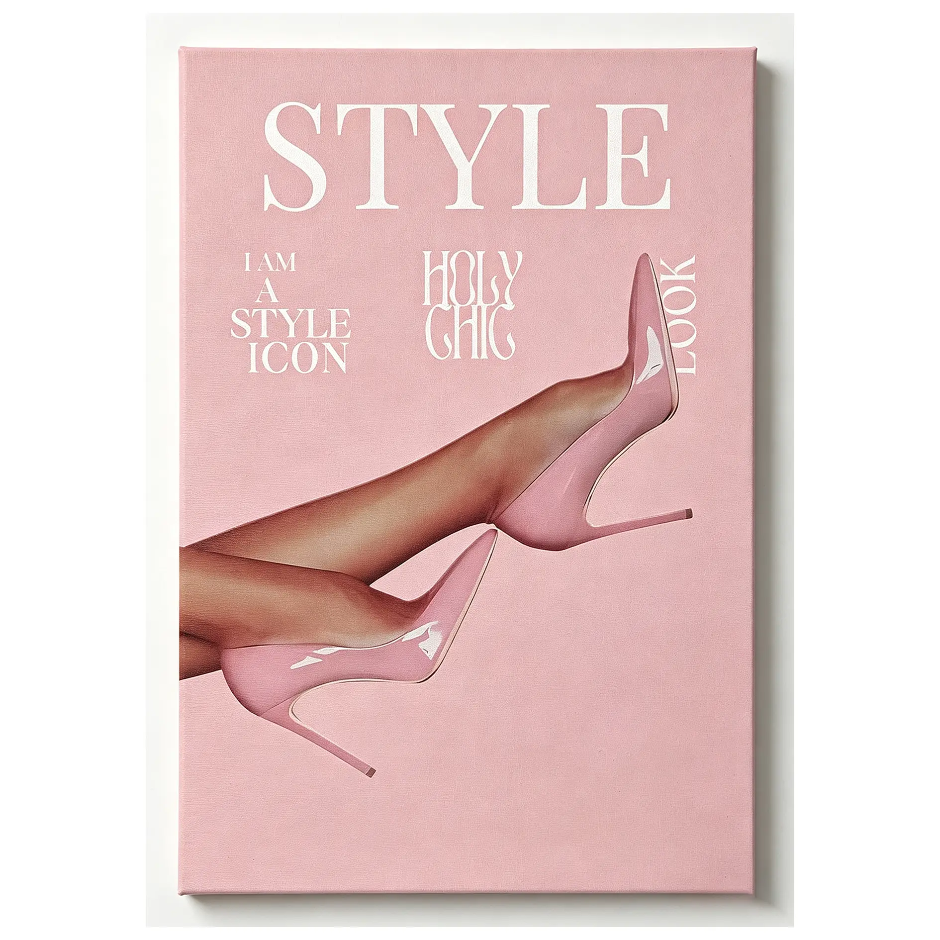 Trendy Pink Heels Poster High Heel News Headline Canvas Wall Art I Am A Style Icon Magazine Cover Aesthetic Prints Painting For Living Room Bedroom Apartment Wall Decor 12x18in Unframed