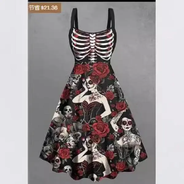 Women's Plus Size Casual Strap Teacher Halloween Dress