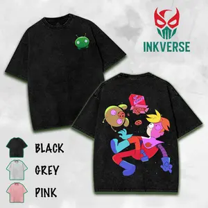 Final Space Wash T- Shirt, Menswear Gift for anime fans Top Apparel Classic Seamless Simple designer shirts Men's Regular Fit Floral Print Tee Cotton Fabric Black Casual