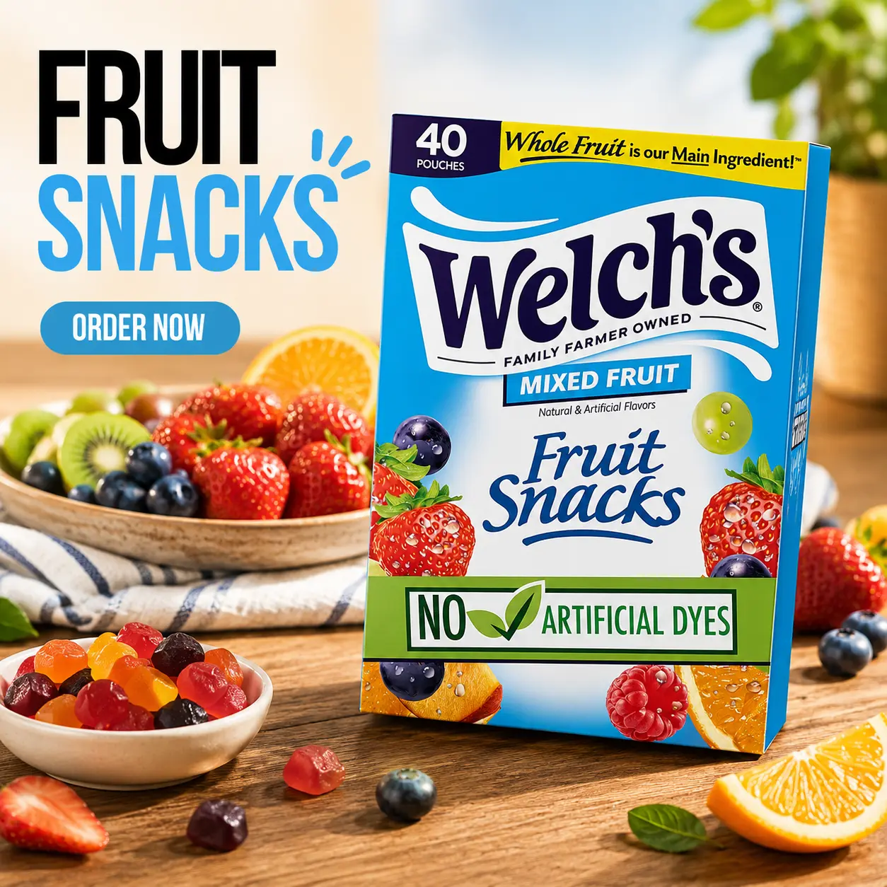 Mixed Fruit Flavor Chewy Snack Pouches Individually Wrapped Family Size Bulk Snack Pack Convenient Grab And Go Treats 40 Count