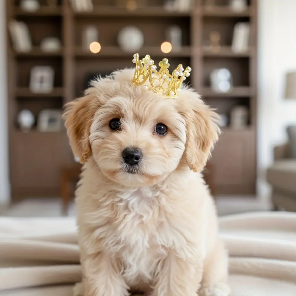 Luxury Crown Accessories for Small & Medium-Sized Dogs & Cats - Retro-Style Headwear with Sparkling Crystal-like Beads, Durable Aluminum Alloy, Perfect for Pet Parties, Party Pet Accessory, Elegant Pet Accessory