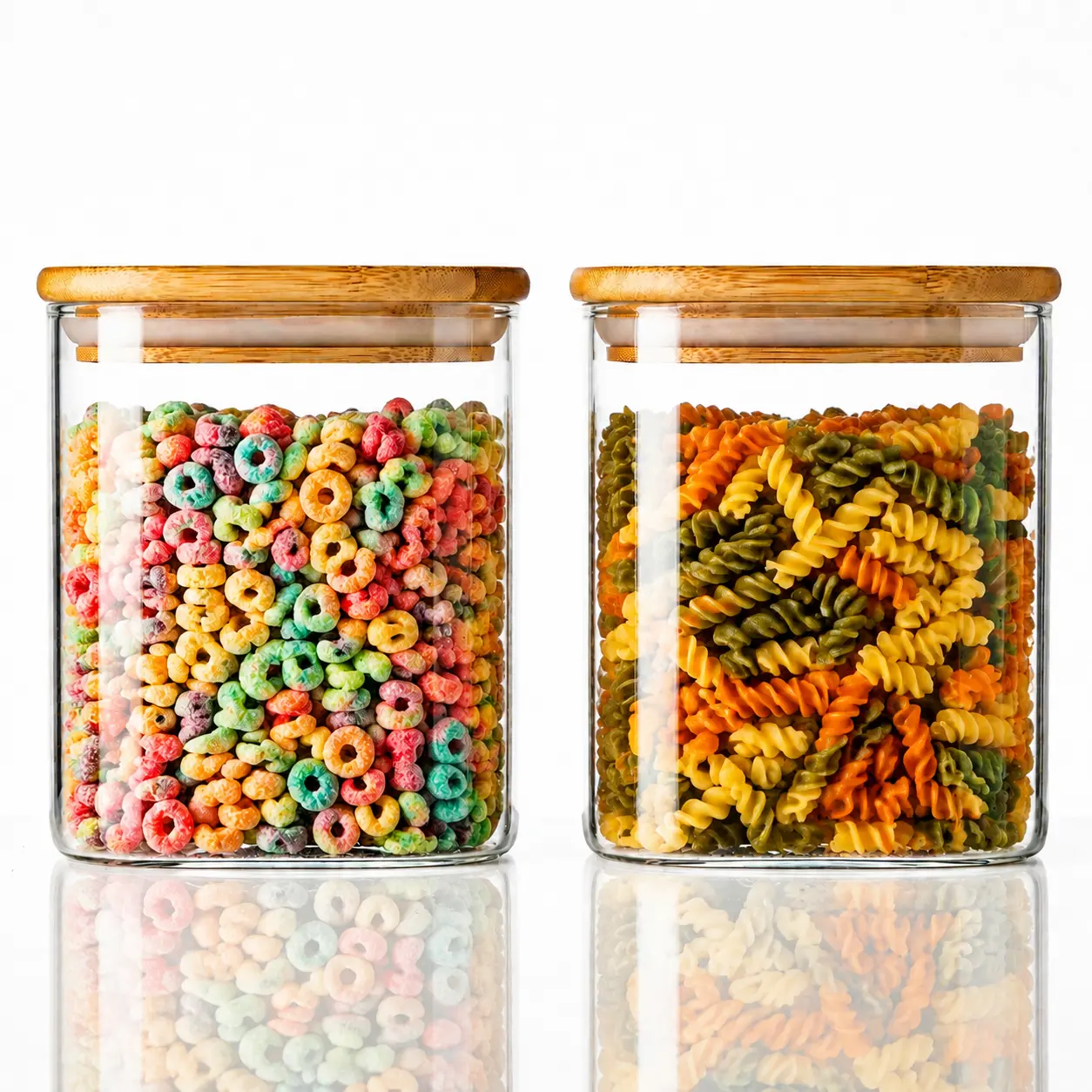 2 Pack 27oz/800ml Square Glass Storage Containers with Bamboo Airtight Lids, High Borosilicate Glass Canisters for Pantry Organization, Kitchen Countertop, Coffee, Cereal, Snacks, Sugar, Flour, Baking Supplies, Dry Food Storage,Modern Home Essentials&Gift