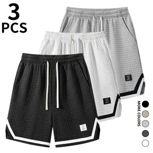 Men’s drawstring pocket shorts, 3-pack — woven beach shorts that blend casual style with practicality, ideal for summer wear; breathable everyday men’s shorts, an ideal gift choice; basketball shorts