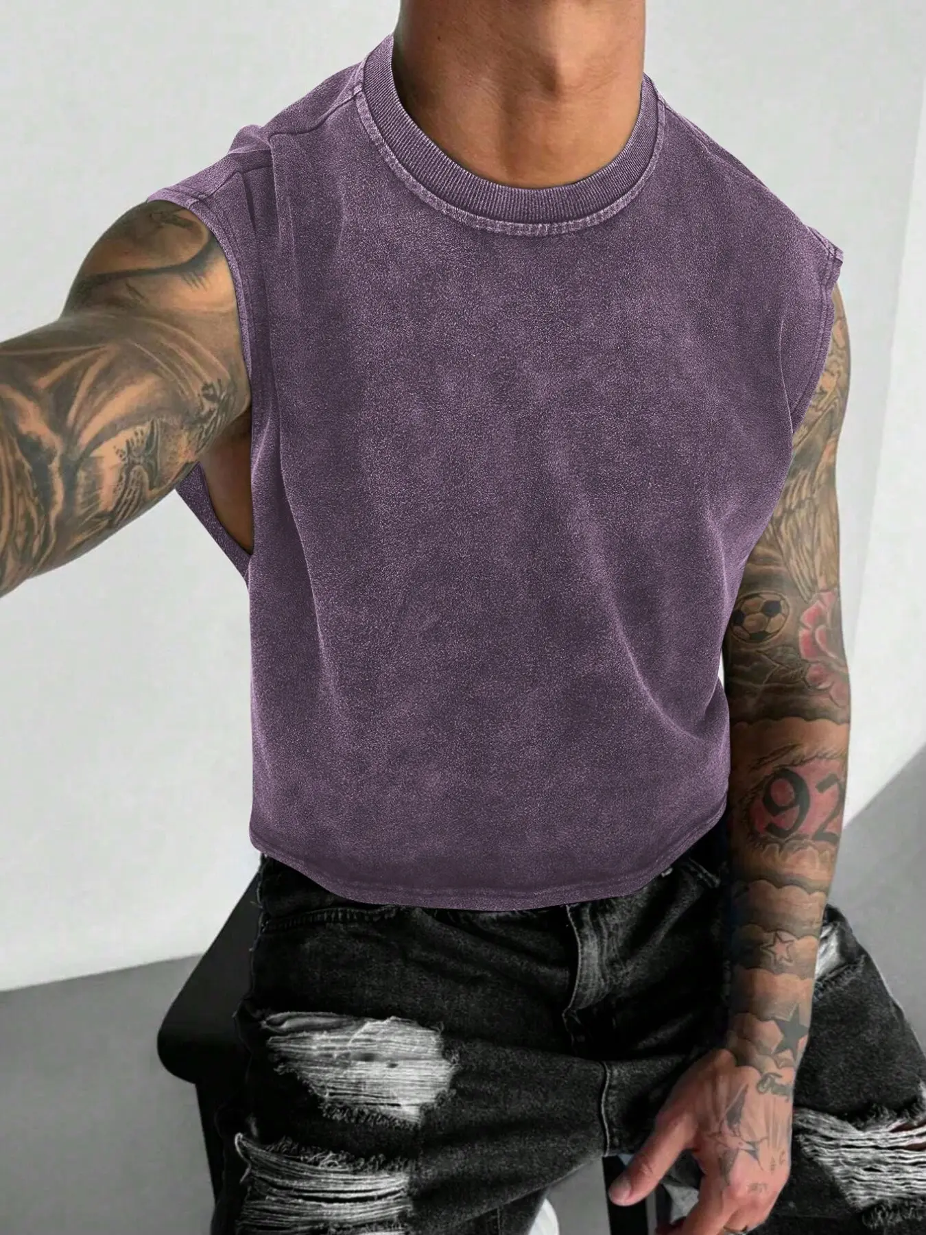 【TDOTW】4-Pack Acid-Wash Sleeveless Tank Tops Workout Tanks – Men's Casual Daily & Workout Outfits, Soft Cotton Blend Fabric, Relaxed Fit, 4-Pack Set, Multi-Color Washed Style, Menswear 【TDOTW】4-Pack Acid-Wash Sleeveless Tank Tops Workout Tanks – Men's Casual Daily & Workout Outfits, Soft Cotton Blend Fabric, Relaxed Fit, 4-Pack Set, Multi-Color Washed Style, Menswear
