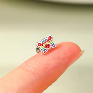 Oufer X Roly West Rainbow Pig Internally Threaded Cartilage Stud-16G