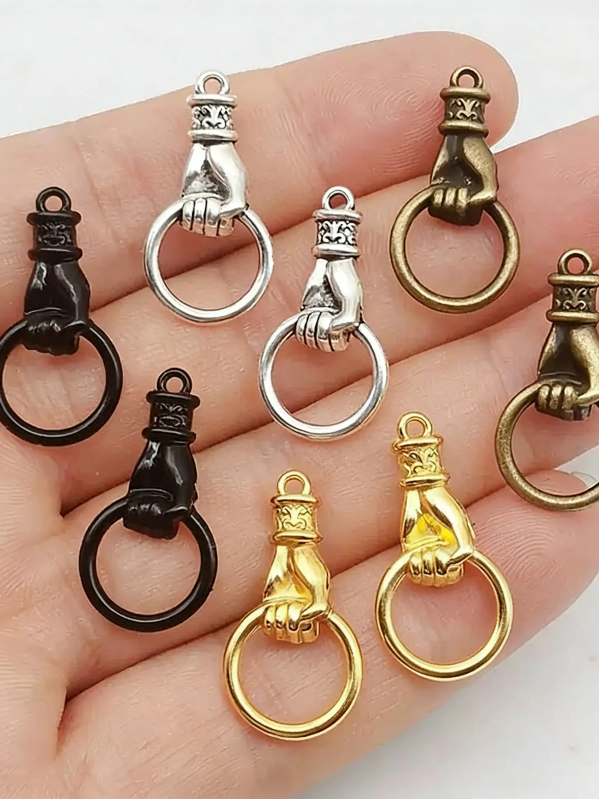 10Pcs/lot Alloy Grip Hoops Hand Charms Connector Bracelet Earrings Necklace DIY Jewelry Making Hand Pendant Jewelry Accessories
