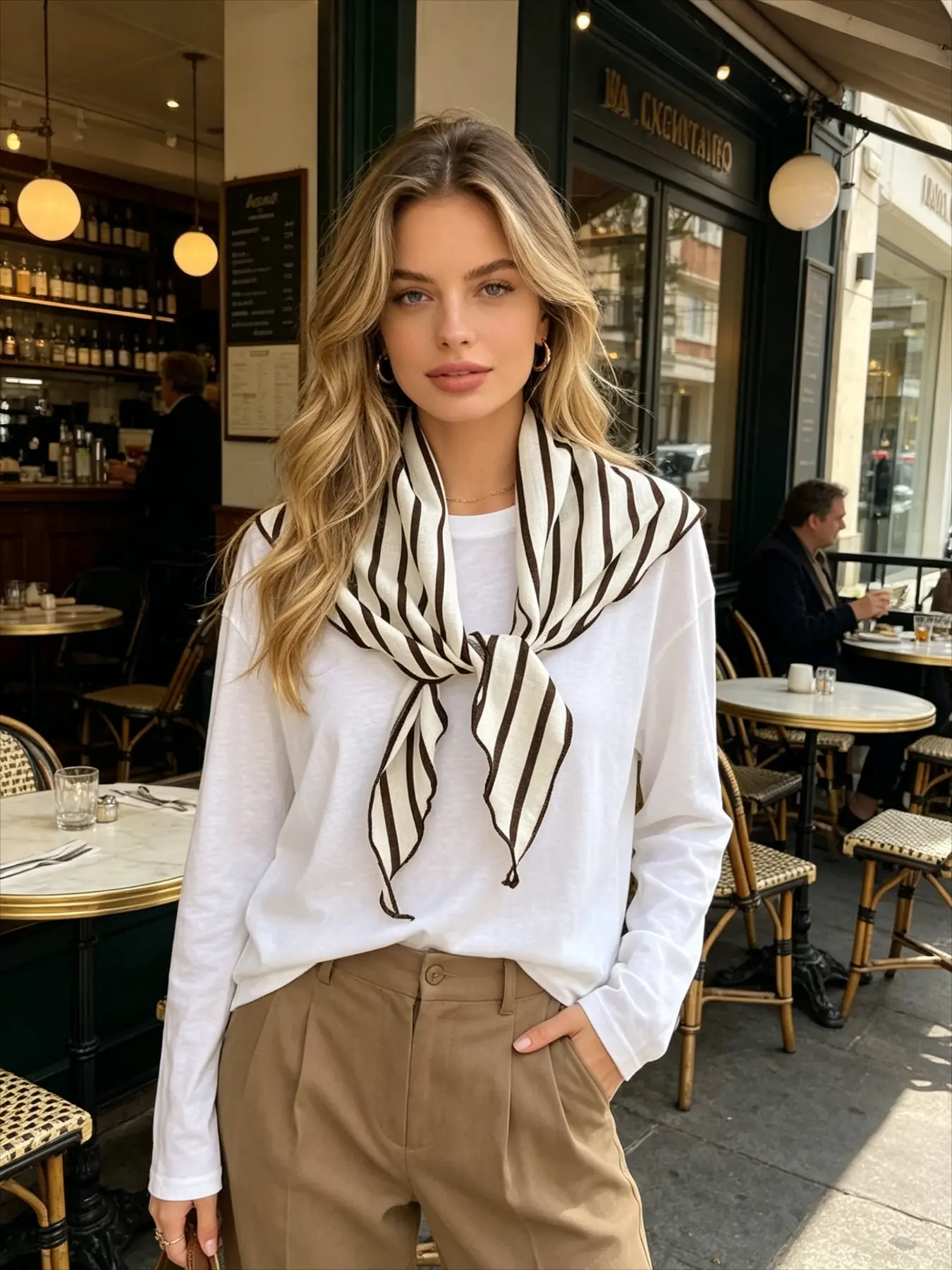 Striped high-end outer shawl, Casual soft shawl, vertical stripe versatile simple triangle scarf, matching with silk scarf, breathable sun-shading triangle scarf, Summer Scarf.